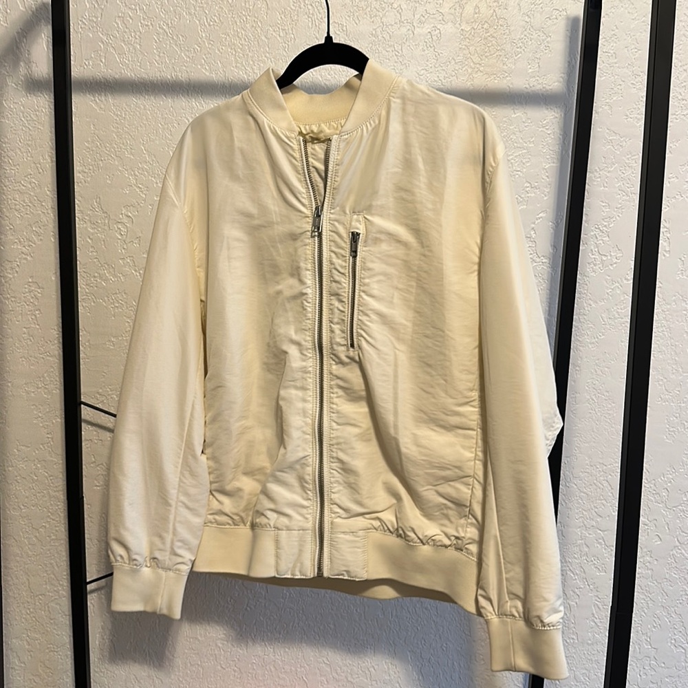 Men’s medium white H&M bomber jacket